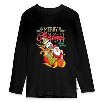 Père Noël - T-shirt manches longues Premium Ado - noir - Devant - AI Model Kid Female (0cm)