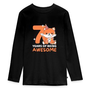Renard pour les 7 ans Enfants de sept ans - T-shirt manches longues Premium Ado - noir - Devant - AI Model Kid Female (0cm)