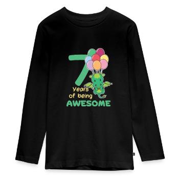 Dragon pour les enfants de 7 ans - T-shirt manches longues Premium Ado - noir - Devant - AI Model Kid Female (0cm)