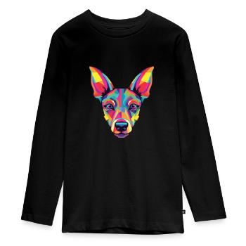 Aquarelle colorée Xoloitzcuintli - T-shirt manches longues Premium Ado - noir - Devant - AI Model Kid Female (0cm)