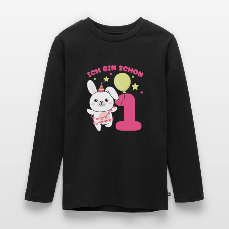 Ich bin schon 1 Hasen Geburtstags Kinder Teenager Premium Bio Langarmshirt