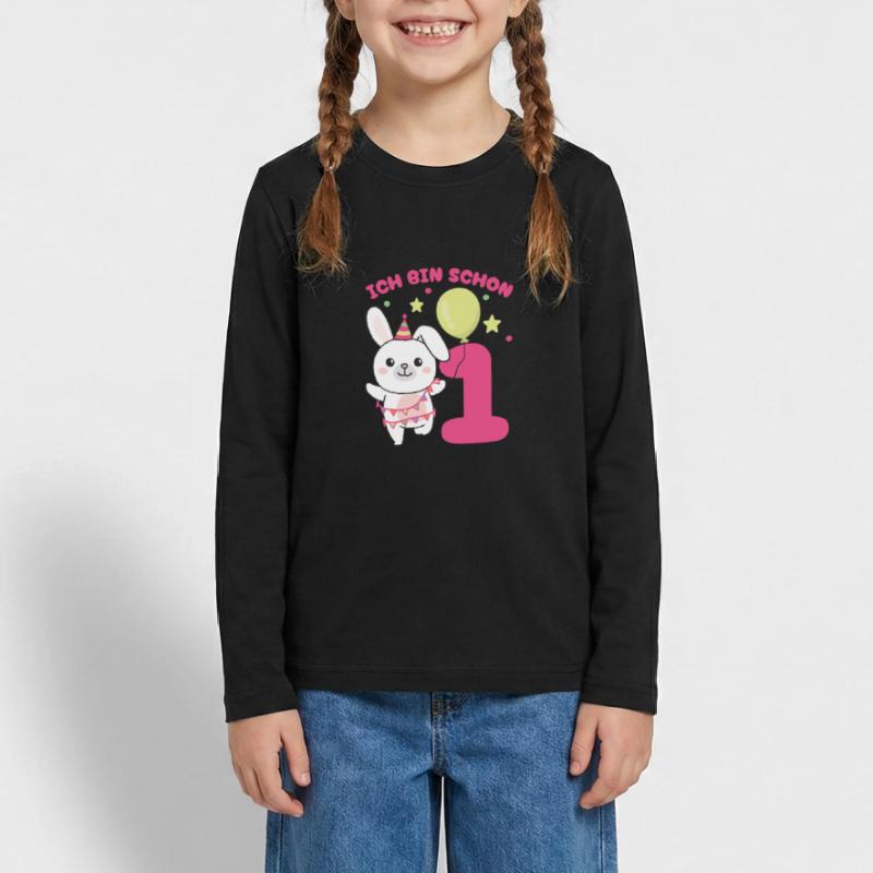 Ich bin schon 1 Hasen Geburtstags Kinder Teenager Premium Bio Langarmshirt