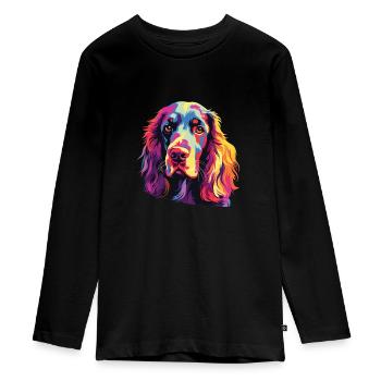 Aquarelle colorée Welsh Springer Spaniel - T-shirt manches longues Premium Ado - noir - Devant - AI Model Kid Female (0cm)