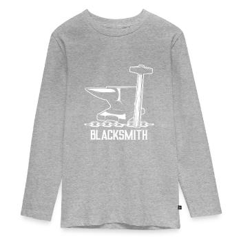 Blacksmith Hammer Anvil - Teenager Premium Organic Long Sleeve Shirt - heather grey - Front