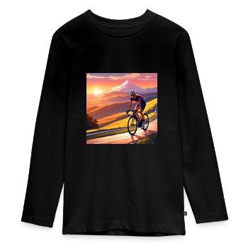 Chasing the last Light of Day - Teenager Premium Organic Long Sleeve Shirt - black - Front - AI Model Kid Female (0cm)