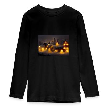Christmas Village - Teenager Premium Organic Long Sleeve Shirt - black - Front - AI Model Kid Female (0cm)