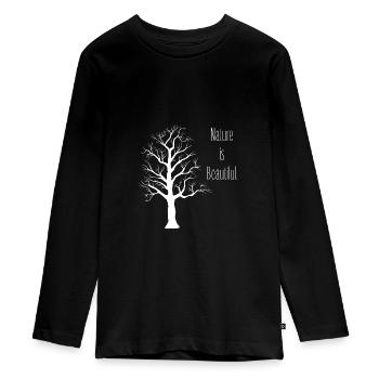 Natur - Teenager Premium Bio Langarmshirt - Schwarz - Vorne - AI Model Kid Female (0cm)