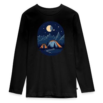 Friedvolle Einsamkeit - Camping im modernen Stil - Teenager Premium Bio Langarmshirt - Schwarz - Vorne - AI Model Kid Female (0cm)