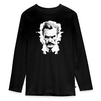 Nietzsche in the Rorschach style - Teenager Premium Organic Long Sleeve Shirt - black - Front - AI Model Kid Female (0cm)