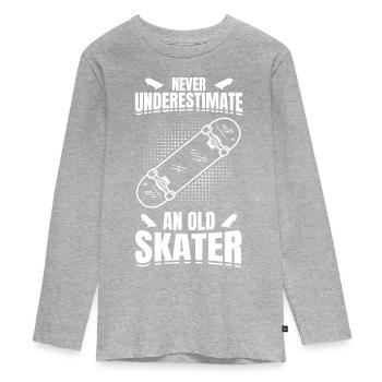 Skateboarding Großvater - Teenager Premium Bio Langarmshirt - Grau meliert - Vorne