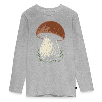 Cueilleur de cèpes - champignons - dicton - T-shirt manches longues Premium Ado - gris chiné - Devant