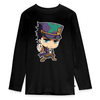 jotaro6 - Teenager Premium Organic Long Sleeve Shirt - black - Front - AI Model Kid Female (0cm)