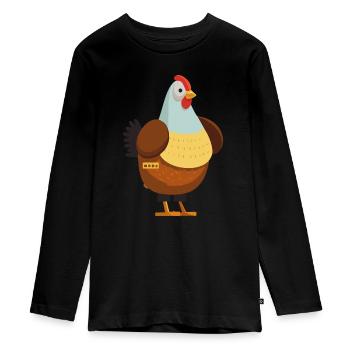 Huhn - Teenager Premium Bio Langarmshirt - Schwarz - Vorne - AI Model Kid Female (0cm)