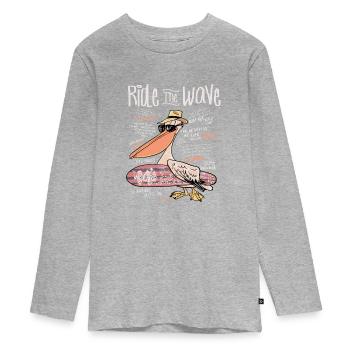 Pélicans de surf - T-shirt manches longues Premium Ado - gris chiné - Devant