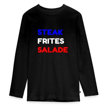 Steak Fries Salat - Teenager Premium Bio Langarmshirt - Schwarz - Vorne - AI Model Kid Female (0cm)