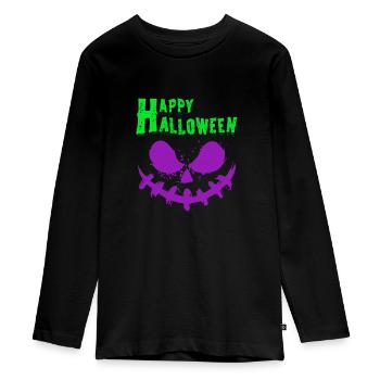 Citrouille d’Halloween, Joyeux Halloween - T-shirt manches longues Premium Ado - noir - Devant - AI Model Kid Female (0cm)