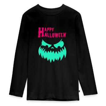 Citrouille d’Halloween, Joyeux Halloween - T-shirt manches longues Premium Ado - noir - Devant - AI Model Kid Female (0cm)
