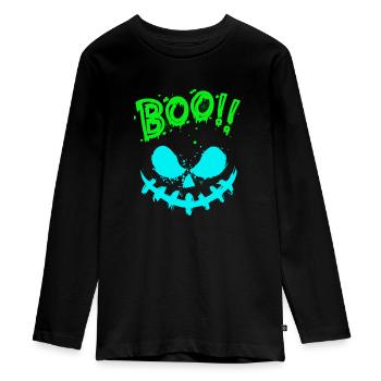 Halloween Scary Face, Boo - T-shirt manches longues Premium Ado - noir - Devant - AI Model Kid Female (0cm)
