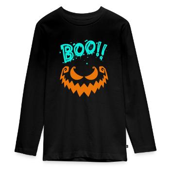 Halloween Scary Face, Boo - T-shirt manches longues Premium Ado - noir - Devant - AI Model Kid Female (0cm)
