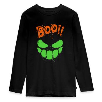 Halloween Scary Face, Boo - T-shirt manches longues Premium Ado - noir - Devant - AI Model Kid Female (0cm)