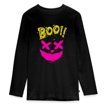 Halloween Scary Face, Boo - T-shirt manches longues Premium Ado - noir - Devant - AI Model Kid Female (0cm)