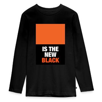 RED-YELLOW is the new BLACK - Teenager Premium Bio Langarmshirt - Schwarz - Vorne - AI Model Kid Female (0cm)