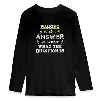Gehendes lustiges sagendes kühles Sport-Hobby-Geschenk - Teenager Premium Bio Langarmshirt - Schwarz - Vorne - AI Model Kid Female (0cm)
