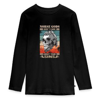 Viking - T-shirt manches longues Premium Ado - noir - Devant - AI Model Kid Female (0cm)