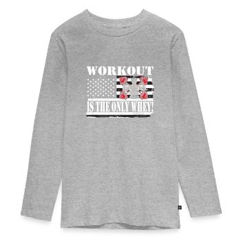 Culturisme - T-shirt manches longues Premium Ado - gris chiné - Devant