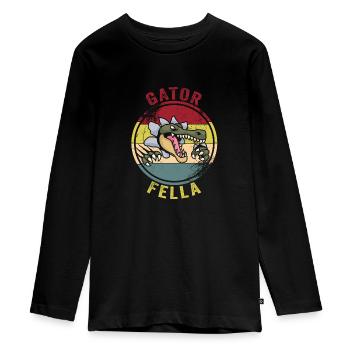 Echse Gator - Teenager Premium Bio Langarmshirt - Schwarz - Vorne - AI Model Kid Female (0cm)