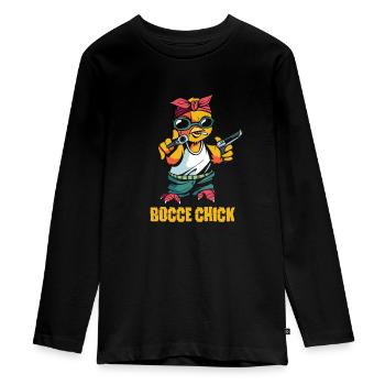 Lyonnaises - T-shirt manches longues Premium Ado - noir - Devant - AI Model Kid Female (0cm)