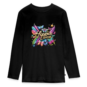 Hippy - Teenager Premium Organic Long Sleeve Shirt - black - Front - AI Model Kid Female (0cm)