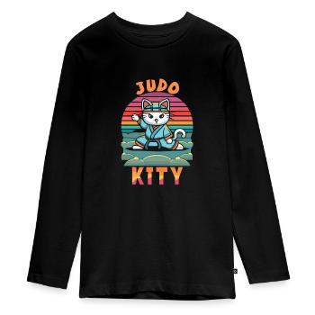 Judo - T-shirt manches longues Premium Ado - noir - Devant - AI Model Kid Female (0cm)