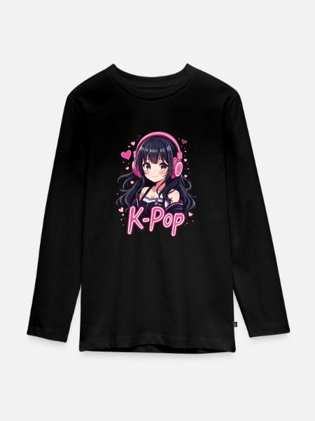 K-Pop - Teenager Premium Bio Langarmshirt - Schwarz