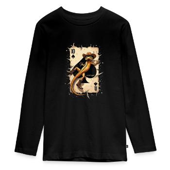 Kartenspiel - Teenager Premium Bio Langarmshirt - Schwarz - Vorne - AI Model Kid Female (0cm)