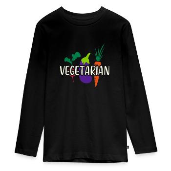 Vegetarian Vegetarier - Teenager Premium Bio Langarmshirt - Schwarz - Vorne - AI Model Kid Female (0cm)