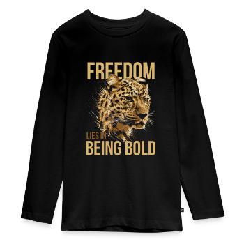 leopard - Teenager Premium Organic Long Sleeve Shirt - black - Front - AI Model Kid Female (0cm)