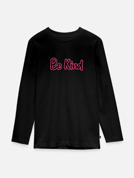 be kind - Teenager Premium Bio Langarmshirt - Schwarz