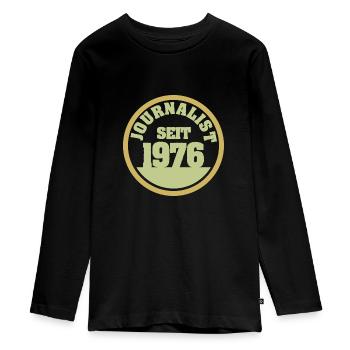Witzig 1976 - Teenager Premium Bio Langarmshirt - Schwarz - Vorne - AI Model Kid Female (0cm)