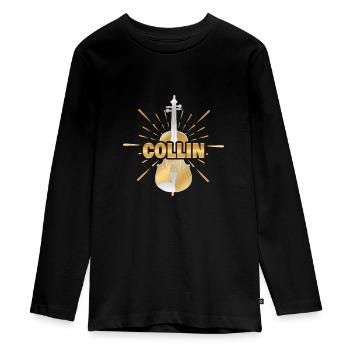 Violinist Collin - Teenager Premium Bio Langarmshirt - Schwarz - Vorne - AI Model Kid Female (0cm)