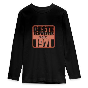Siblings 1971 - Teenager Premium Organic Long Sleeve Shirt - black - Front - AI Model Kid Female (0cm)