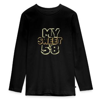 Age 58 - Teenager Premium Organic Long Sleeve Shirt - black - Front - AI Model Kid Female (0cm)