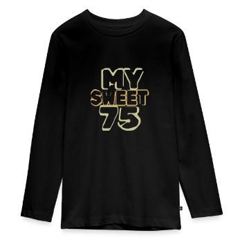 Age 75 - Teenager Premium Organic Long Sleeve Shirt - black - Front - AI Model Kid Female (0cm)
