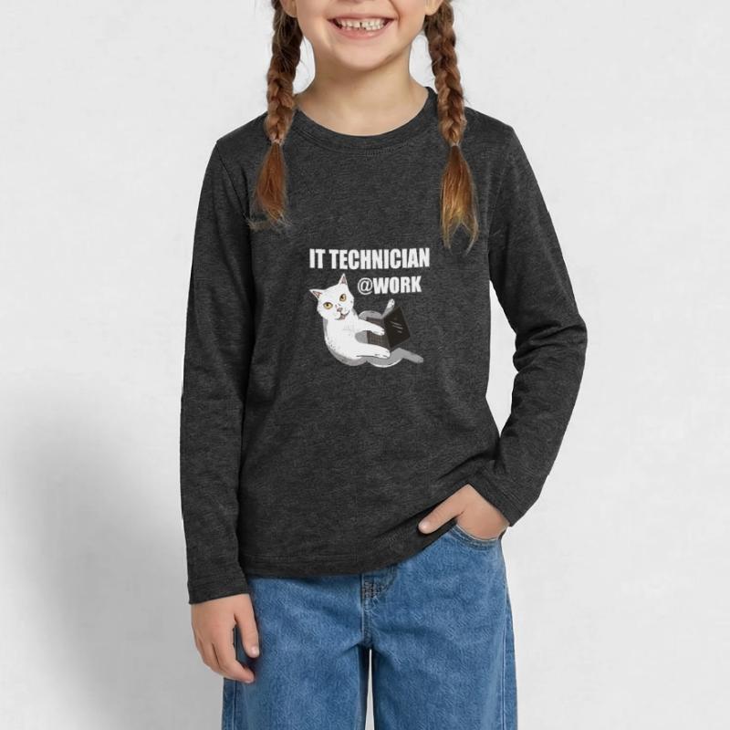 IT Techniker Katze Programmierer Techie Teenager Premium Bio Langarmshirt