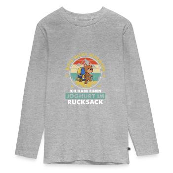 Bitte Nicht Schubsen Joghurt Im Rucksack - - Teenager Premium Bio Langarmshirt - Grau meliert - Vorne