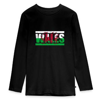 Pays de Galles - T-shirt manches longues Premium Ado - noir - Devant - AI Model Kid Female (0cm)