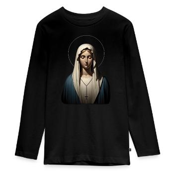 Marie Sérénite - T-shirt manches longues Premium Ado - noir - Devant - AI Model Kid Female (0cm)