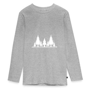 Wald - Teenager Premium Bio Langarmshirt - Grau meliert - Vorne