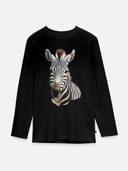 Zebra - Teenager Premium Bio Langarmshirt - Schwarz
