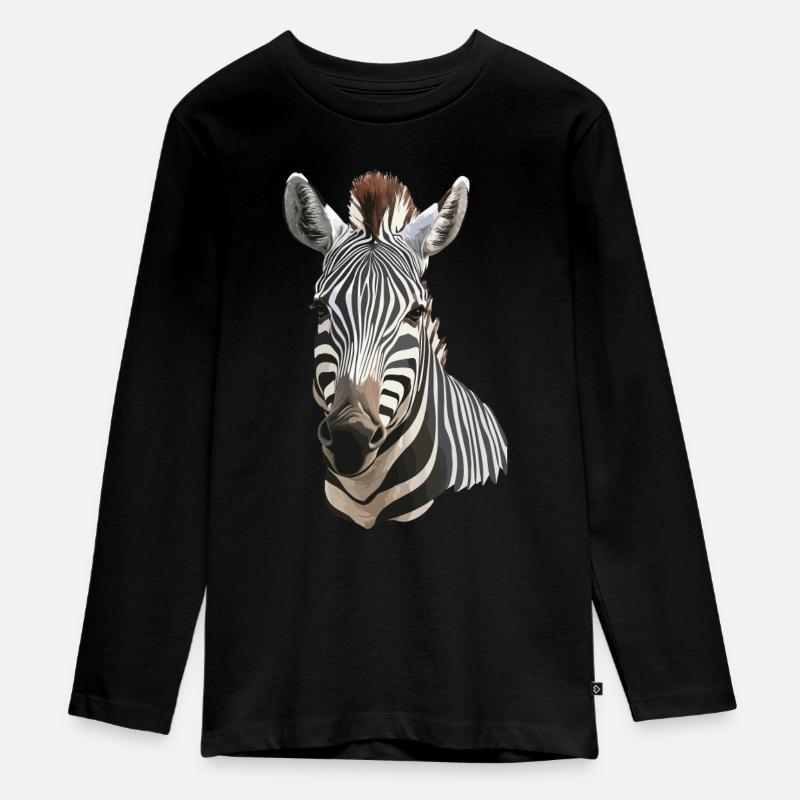 Zebra - Teenager Premium Bio Langarmshirt - Schwarz